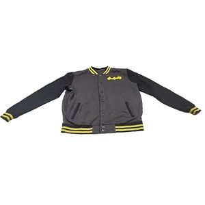 DC Comics Batman Mens Full Button Snap Down Varsity Jacket ~ LARGE (SEE PICS)